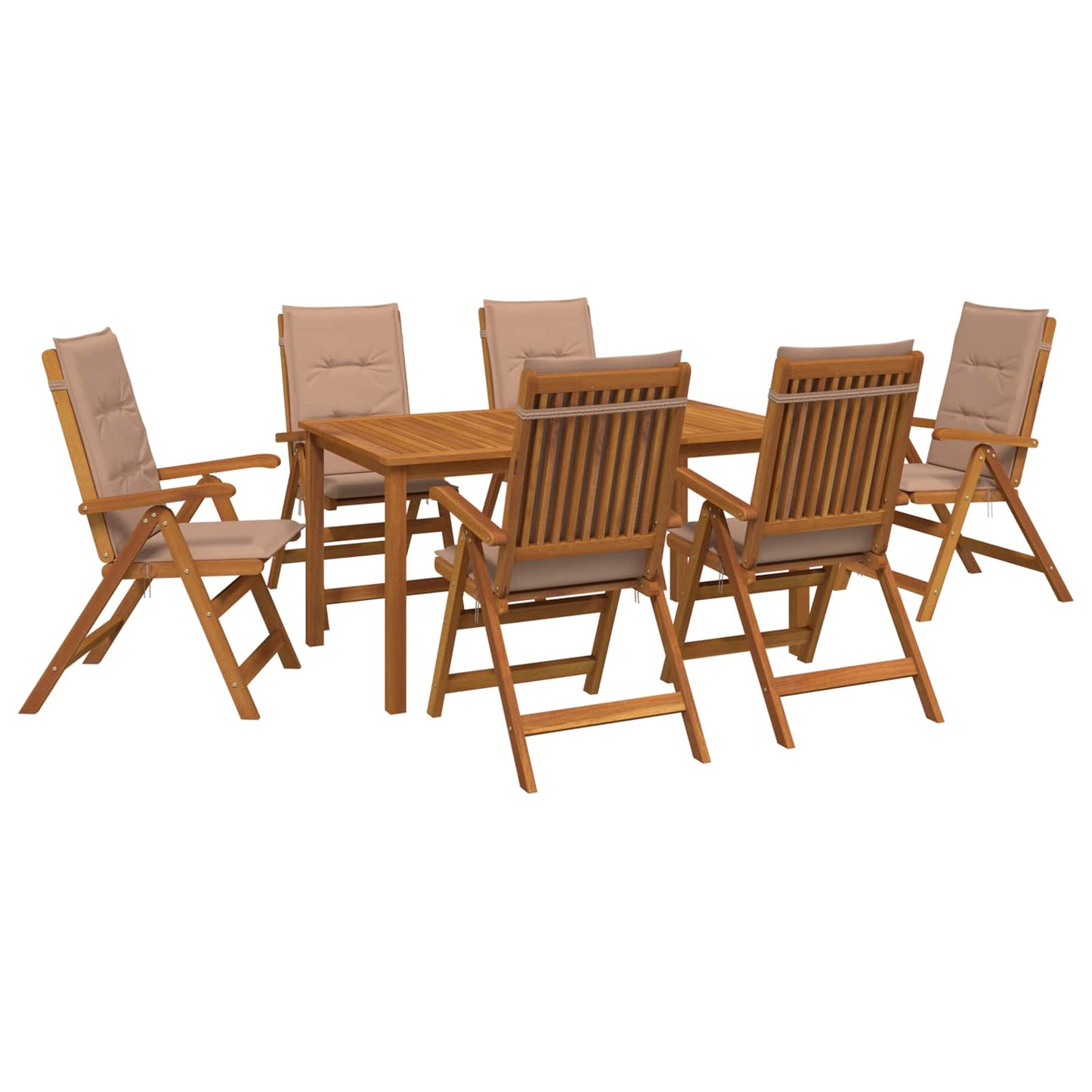 7-Piece Garden Dining Set Natural Solid Acacia Wood