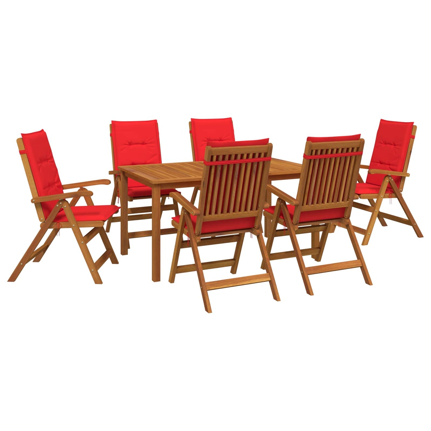 7-Piece Garden Dining Set Natural Solid Acacia Wood