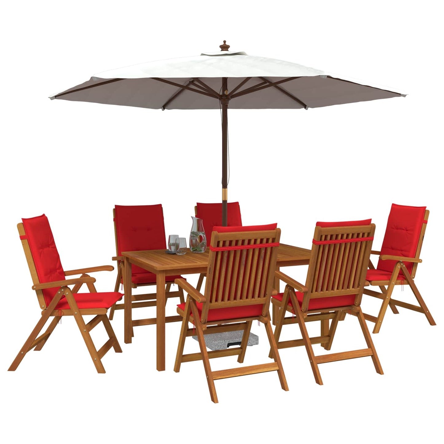 7-Piece Garden Dining Set Natural Solid Acacia Wood