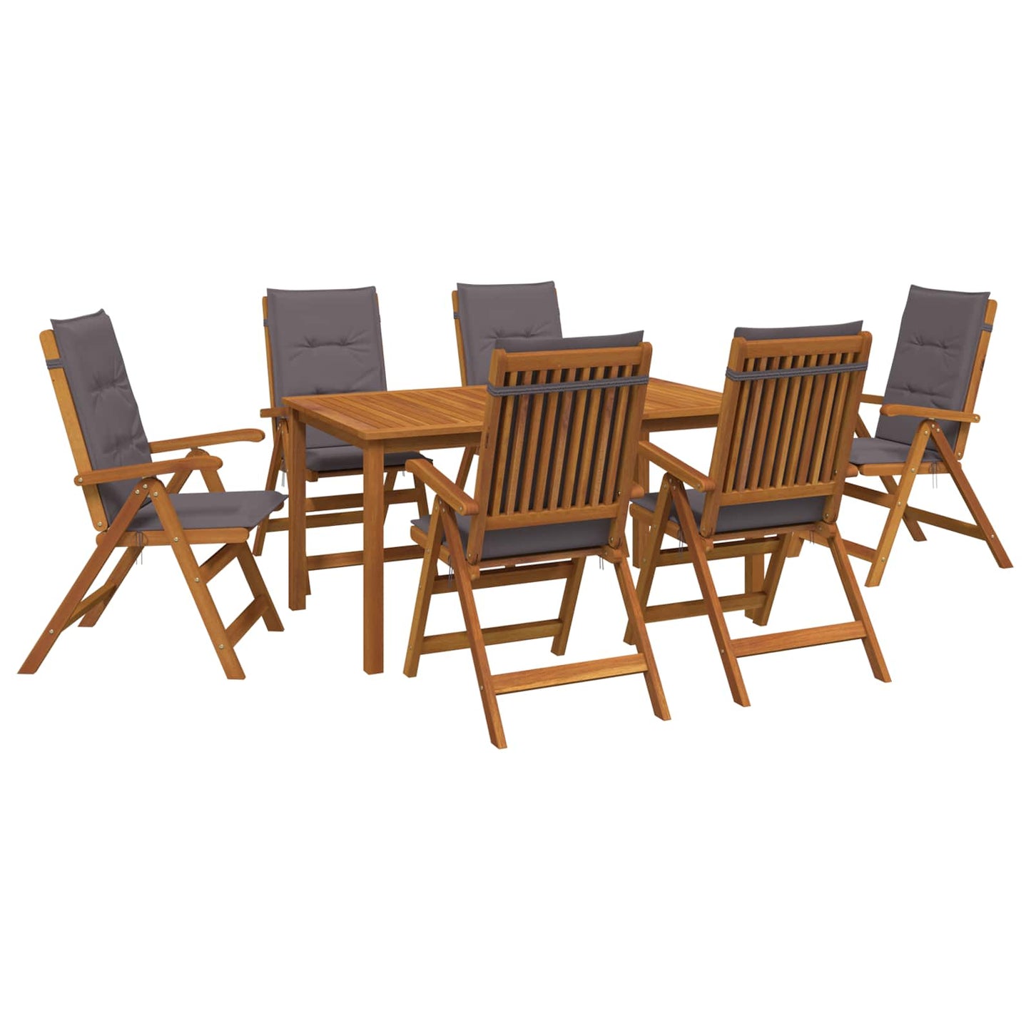 7-Piece Garden Dining Set Natural Solid Acacia Wood