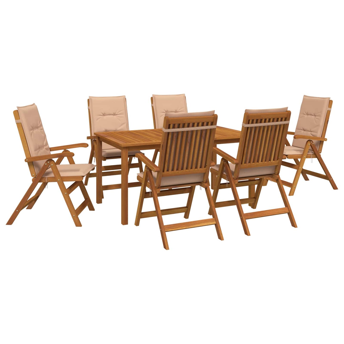 7-Piece Garden Dining Set Natural Solid Acacia Wood