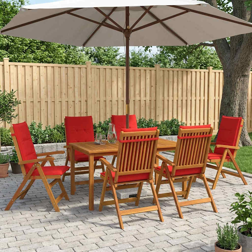 7-Piece Garden Dining Set Natural Solid Acacia Wood
