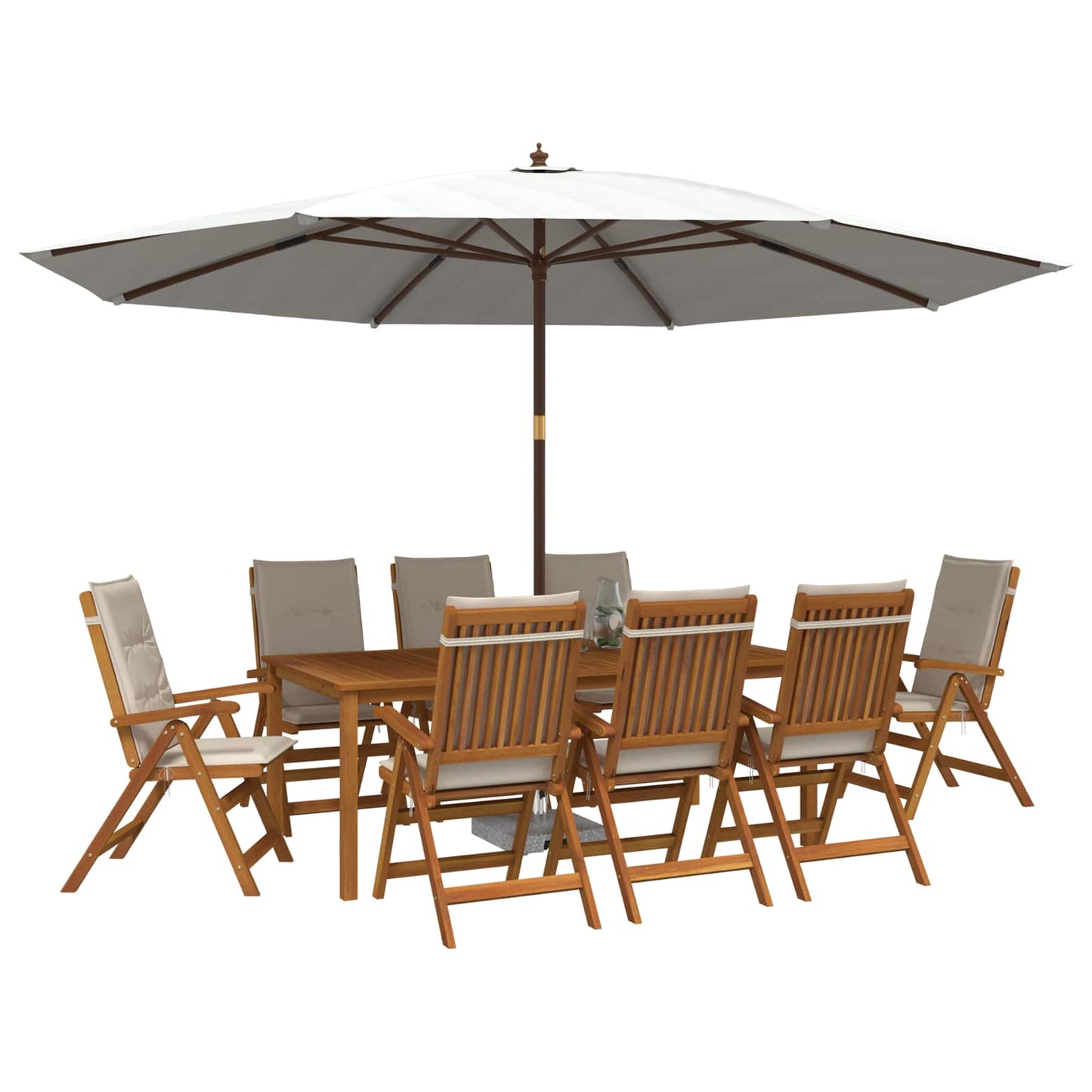 9-Piece Garden Dining Set Natural Solid Acacia Wood