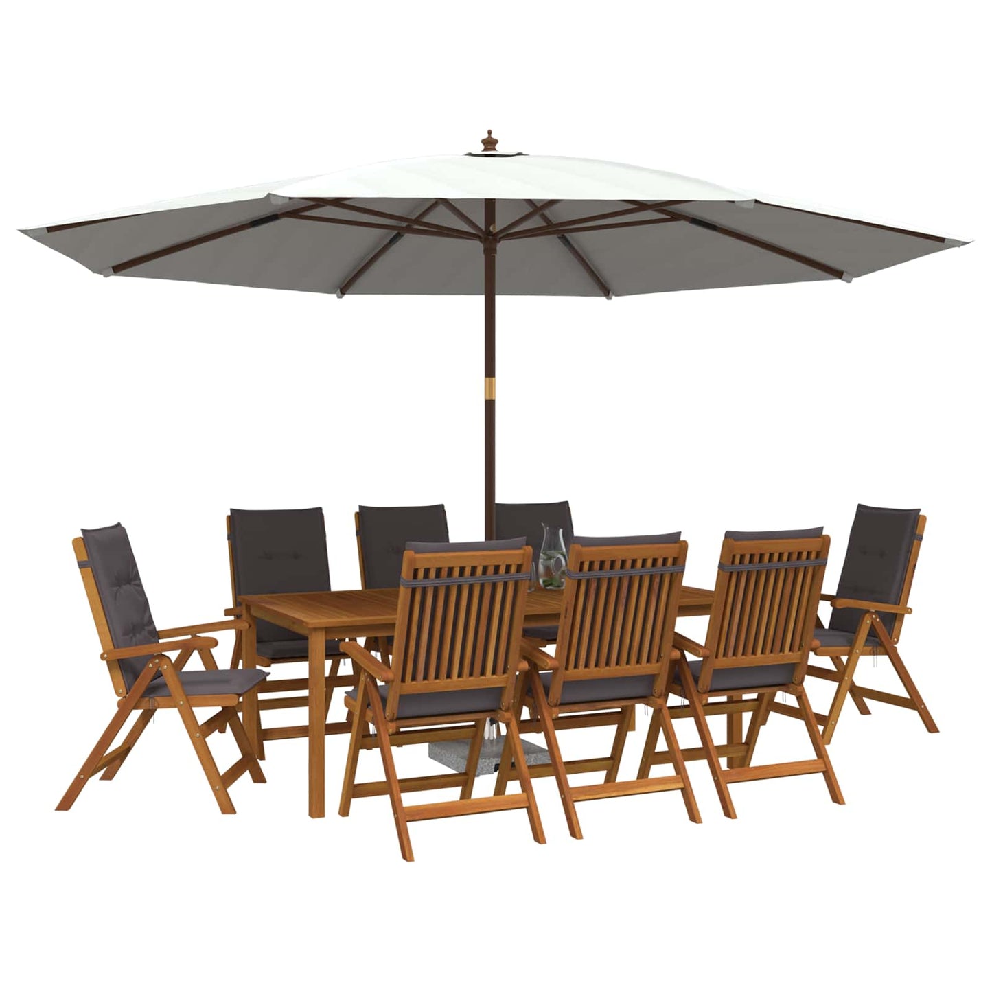 9-Piece Garden Dining Set Natural Solid Acacia Wood