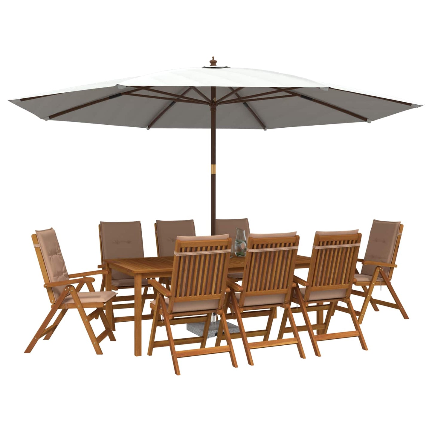 9-Piece Garden Dining Set Natural Solid Acacia Wood