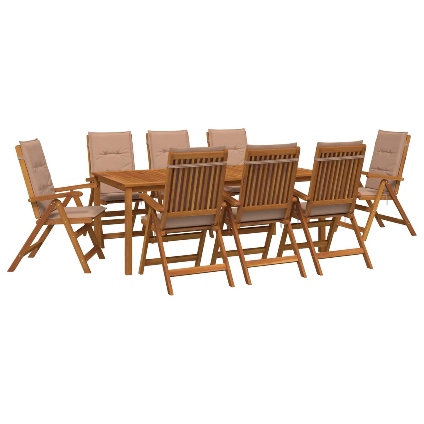 9-Piece Garden Dining Set Natural Solid Acacia Wood