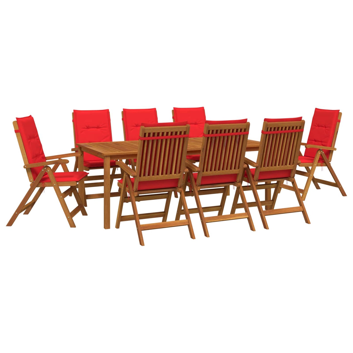 9-Piece Garden Dining Set Natural Solid Acacia Wood