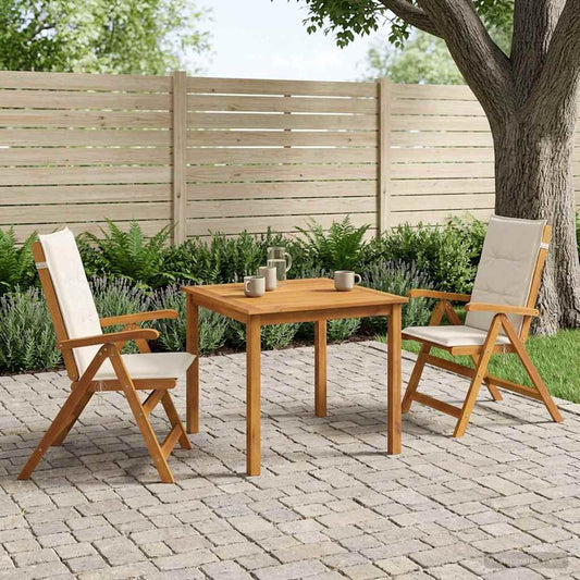 3-Piece Garden Dining Set 2-Seaters Cream Solid Acacia Wood