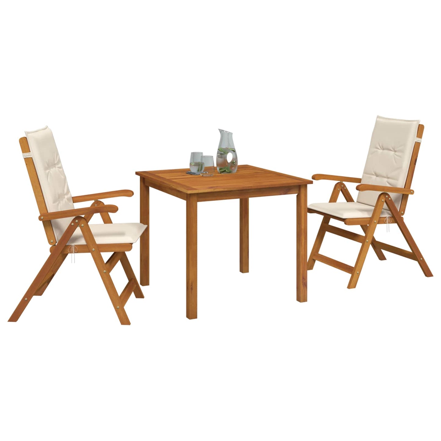 3-Piece Garden Dining Set Natural Solid Acacia Wood