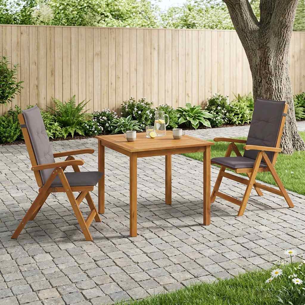 3-Piece Garden Dining Set Natural Solid Acacia Wood