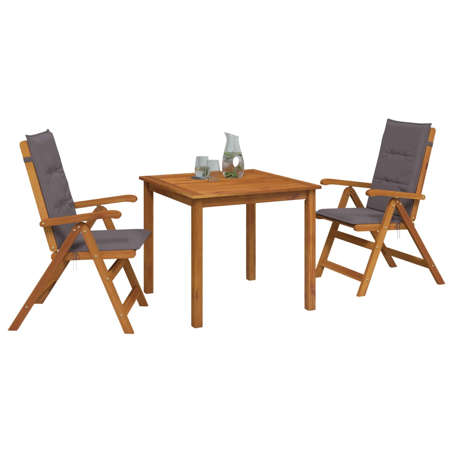 3-Piece Garden Dining Set Natural Solid Acacia Wood