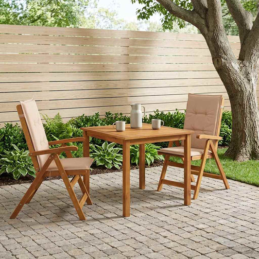3-Piece Garden Dining Set 2-Seaters Beige Solid Acacia Wood