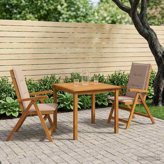 3-Piece Garden Dining Set 2-Seaters Taupe Solid Acacia Wood