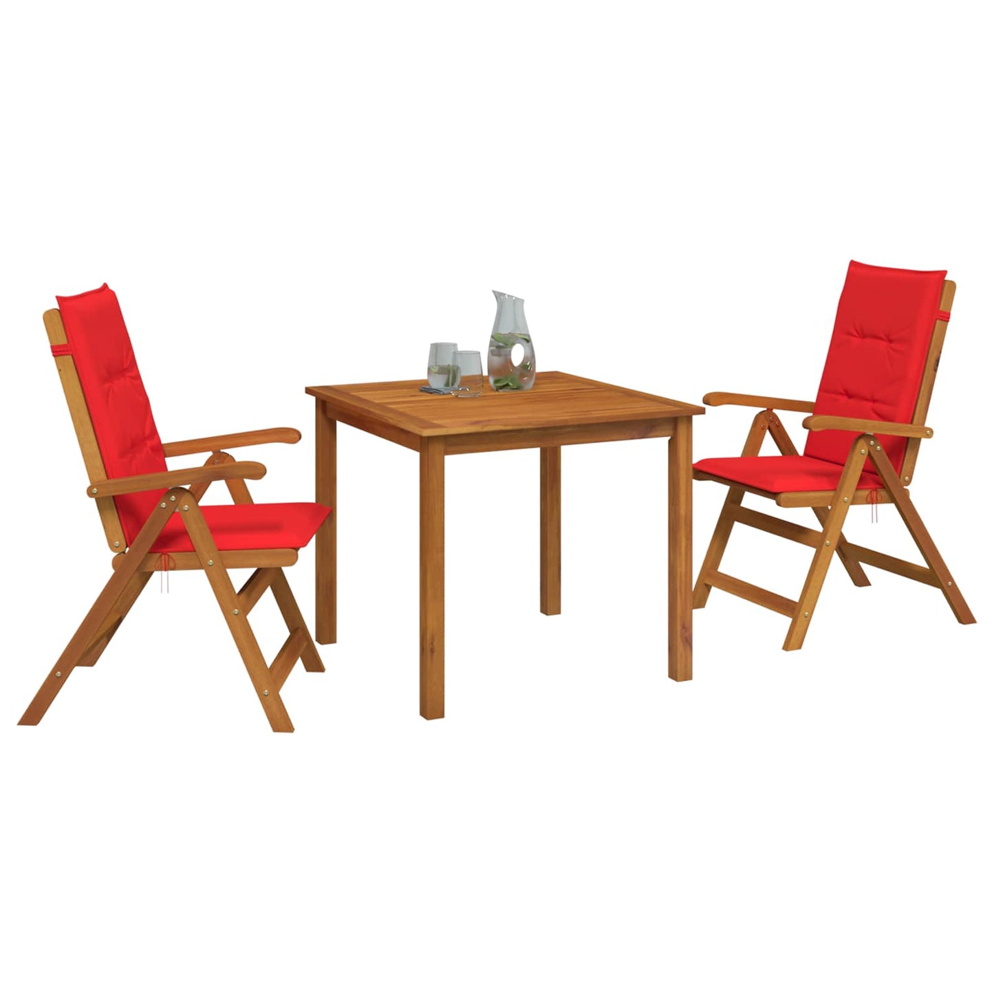 3-Piece Garden Dining Set Natural Solid Acacia Wood