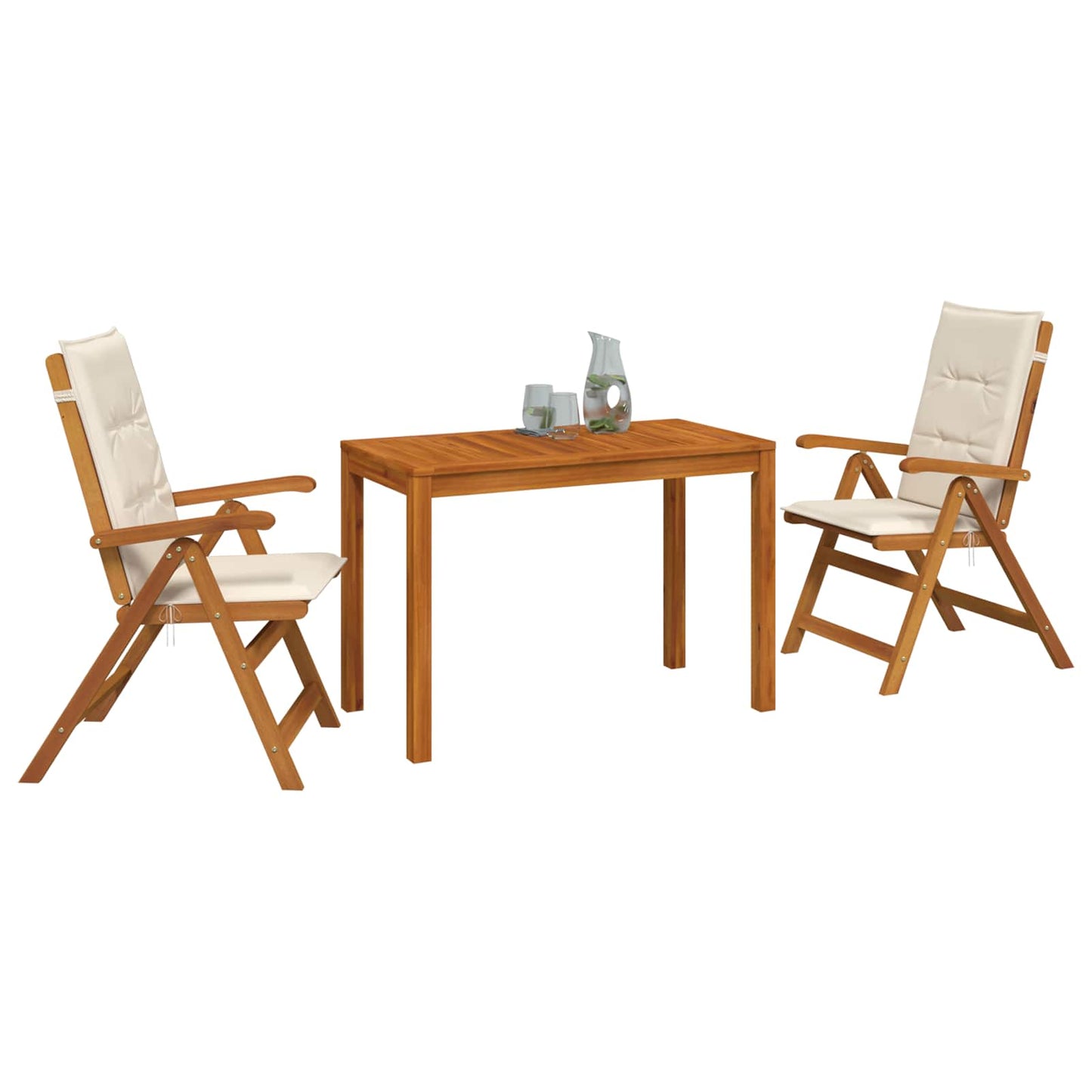 3-Piece Garden Dining Set 3 pcs Natural Solid Acacia Wood