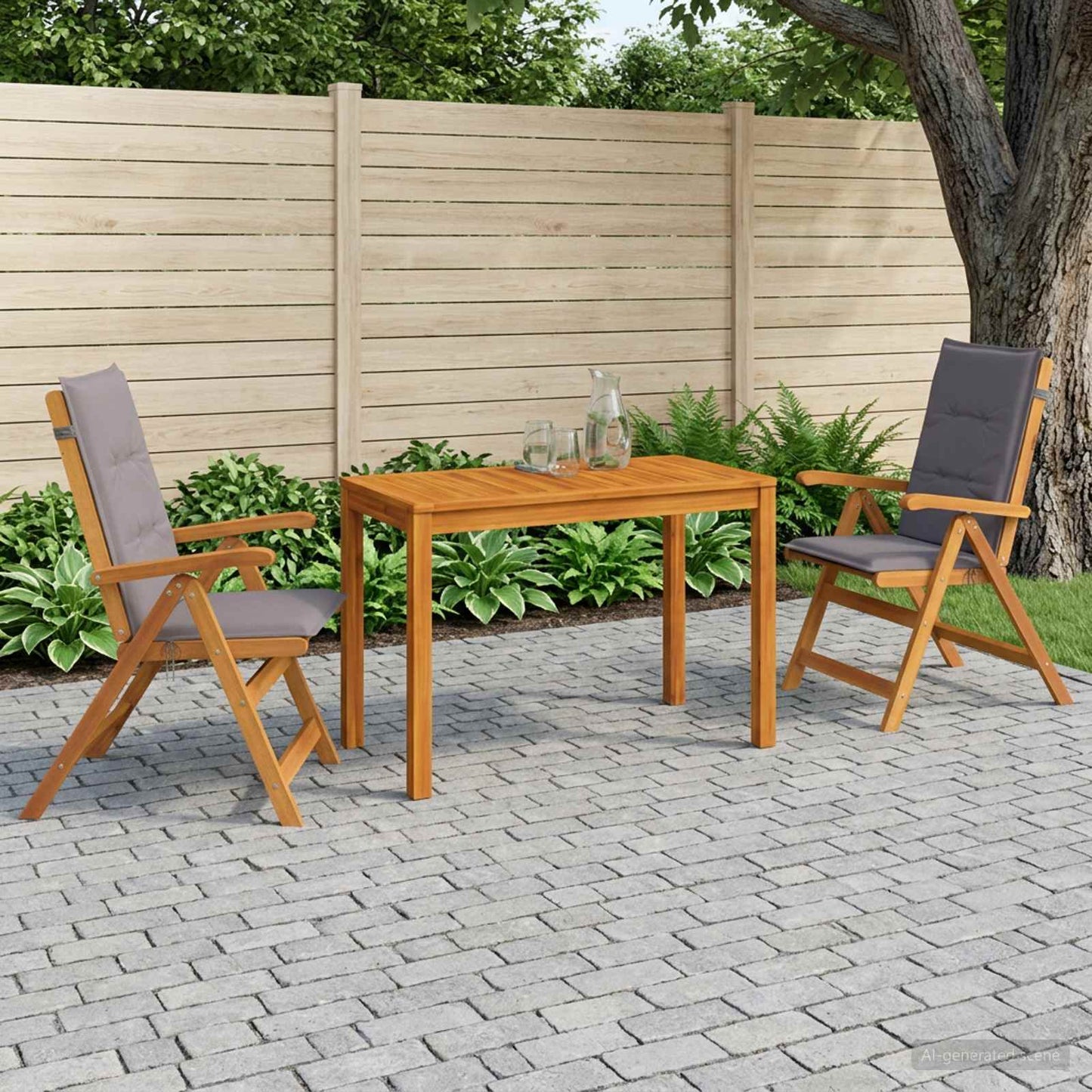 3-Piece Garden Dining Set 3 pcs Natural Solid Acacia Wood