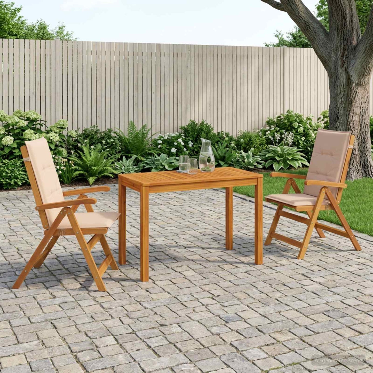 3-Piece Garden Dining Set 3 pcs Natural Solid Acacia Wood
