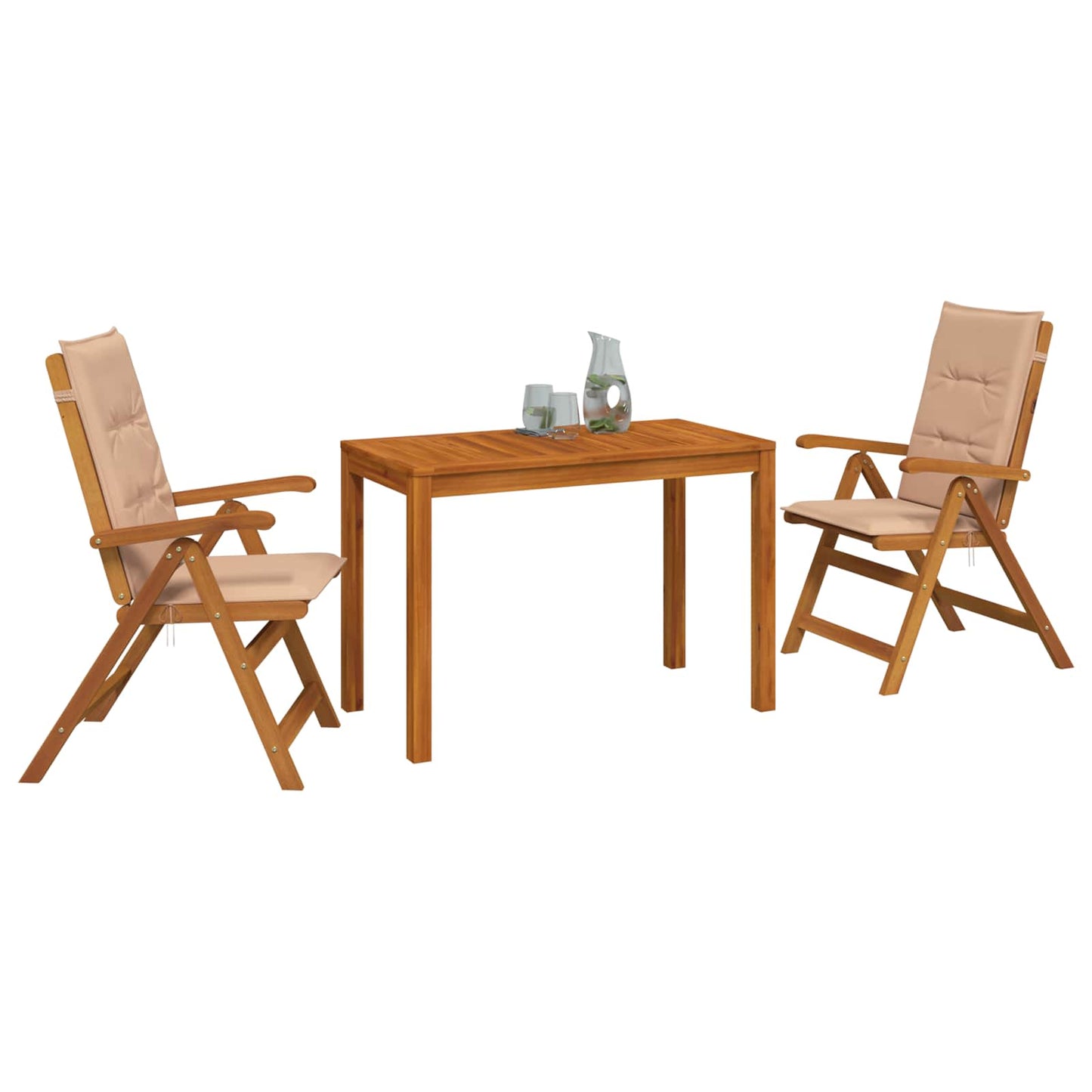 3-Piece Garden Dining Set 3 pcs Natural Solid Acacia Wood