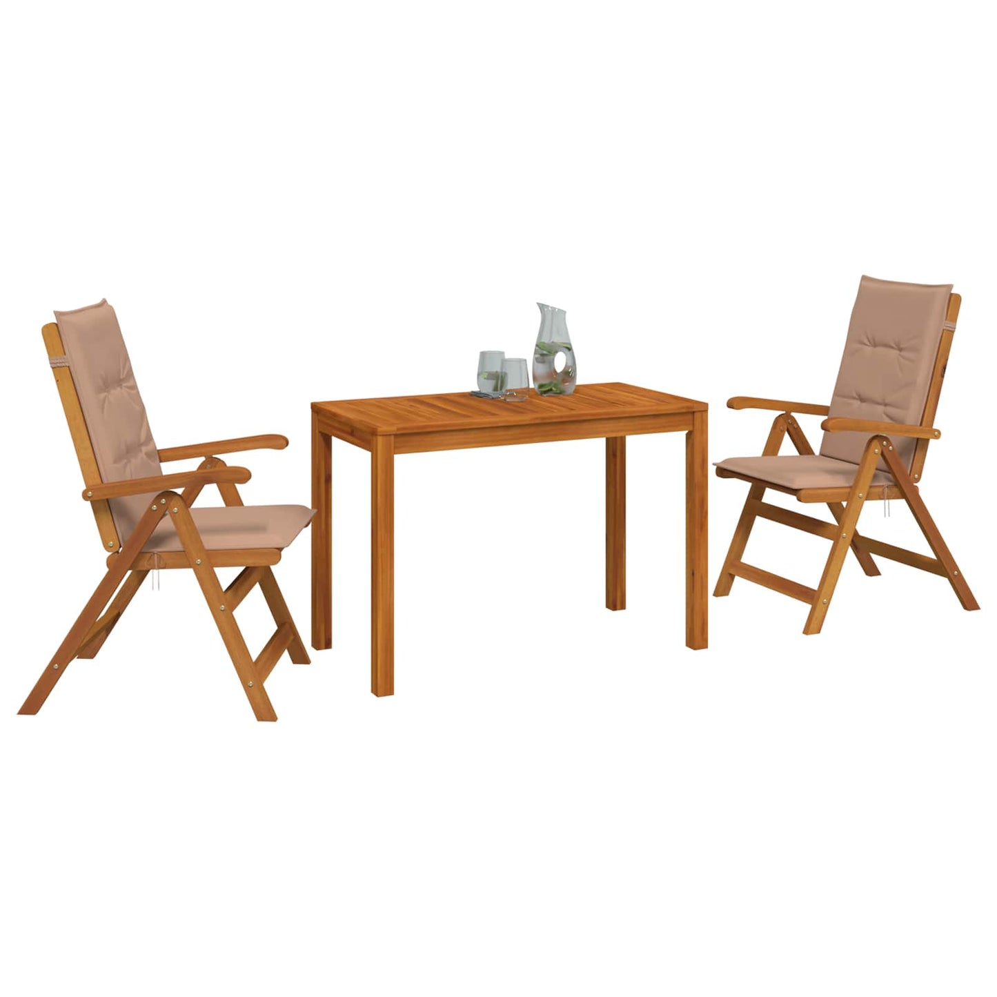 3-Piece Garden Dining Set 3 pcs Natural Solid Acacia Wood