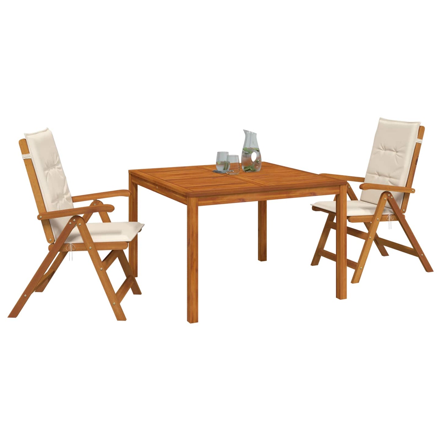 3-Piece Garden Dining Set 3 pcs Natural Solid Acacia Wood