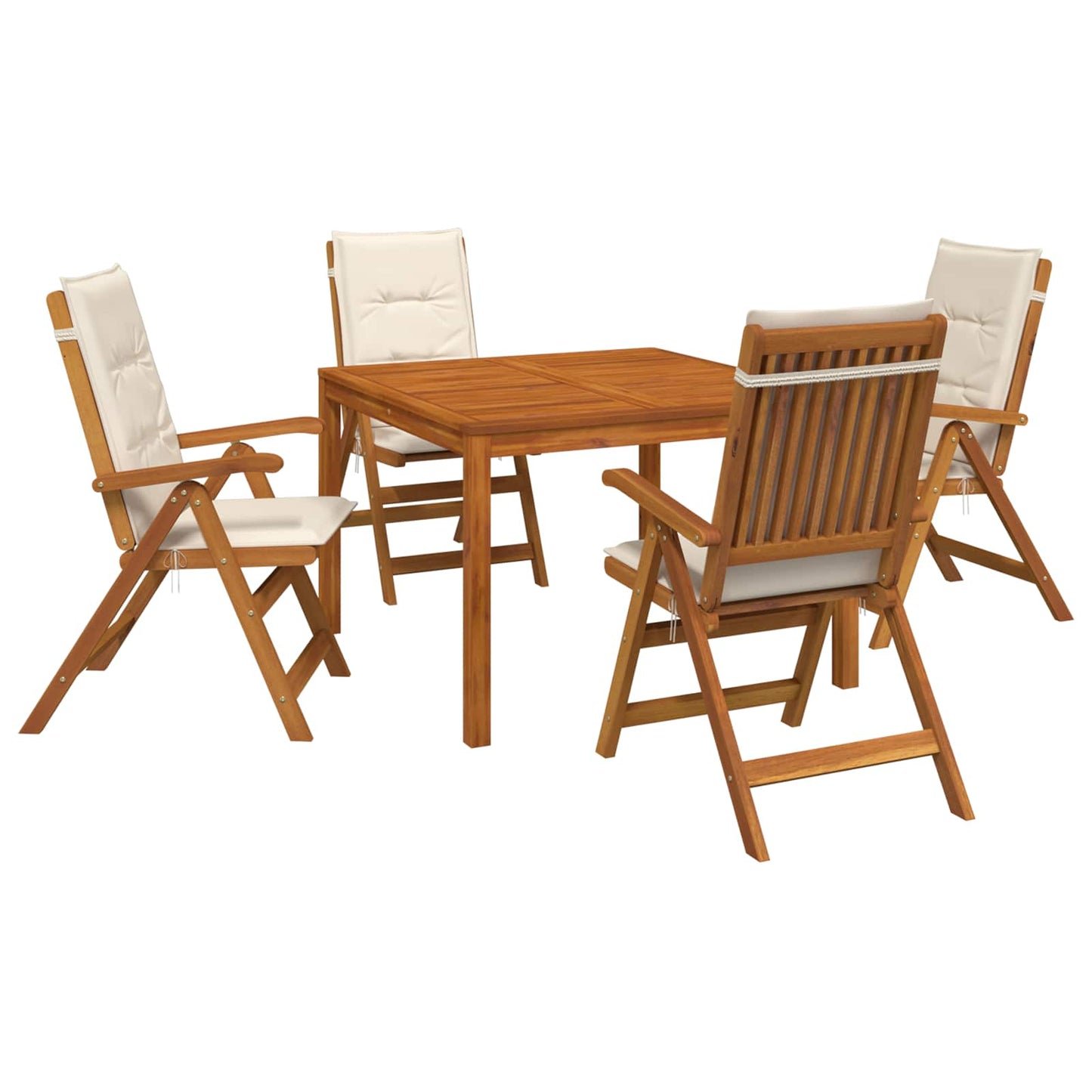 5-Piece Garden Dining Set 5 pcs Natural Solid Acacia Wood