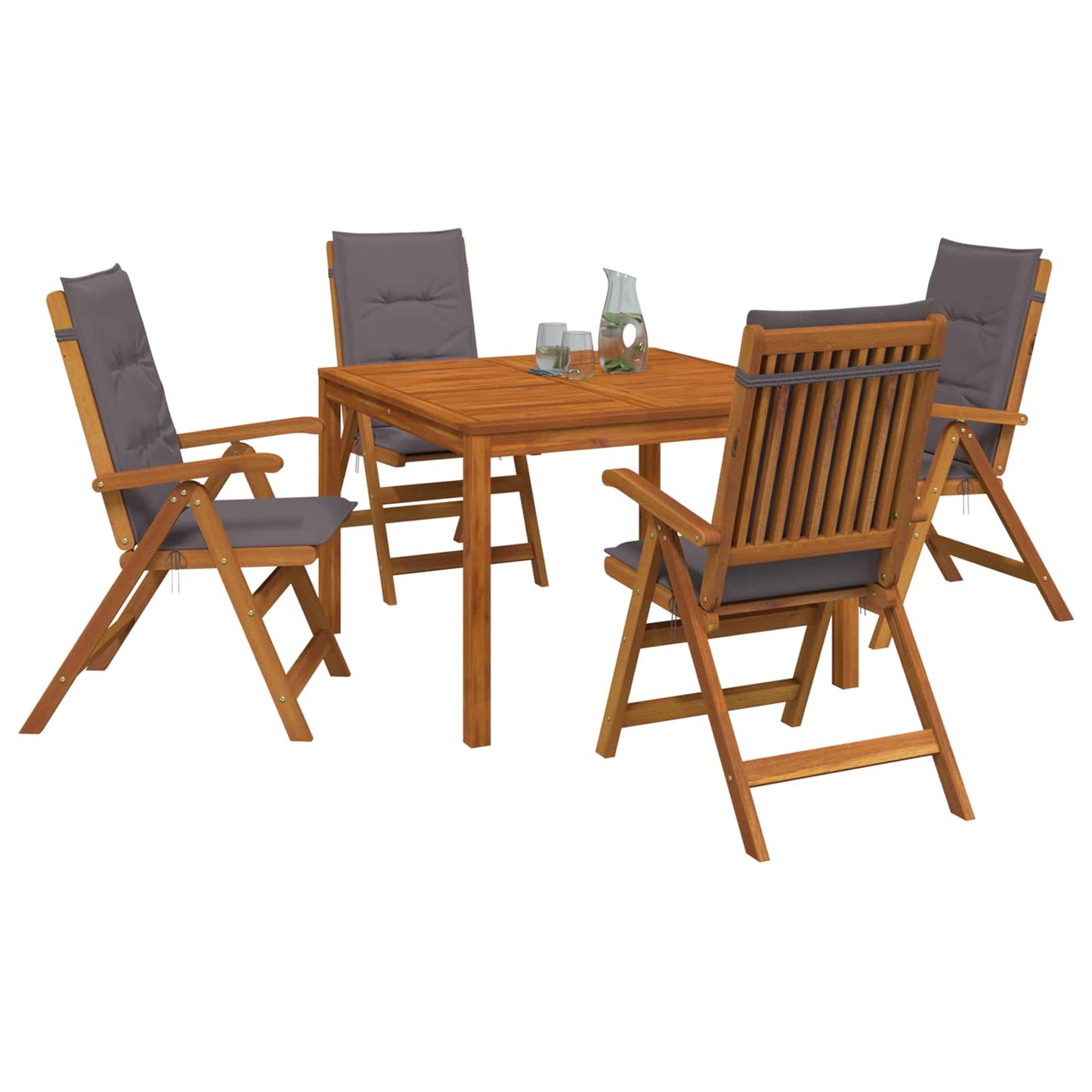 5-Piece Garden Dining Set 5 pcs Natural Solid Acacia Wood
