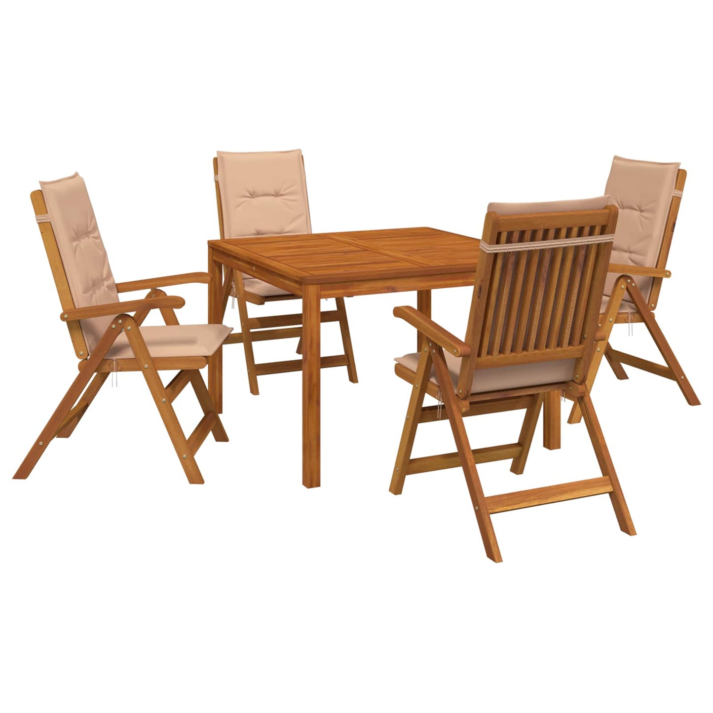 5-Piece Garden Dining Set 5 pcs Natural Solid Acacia Wood