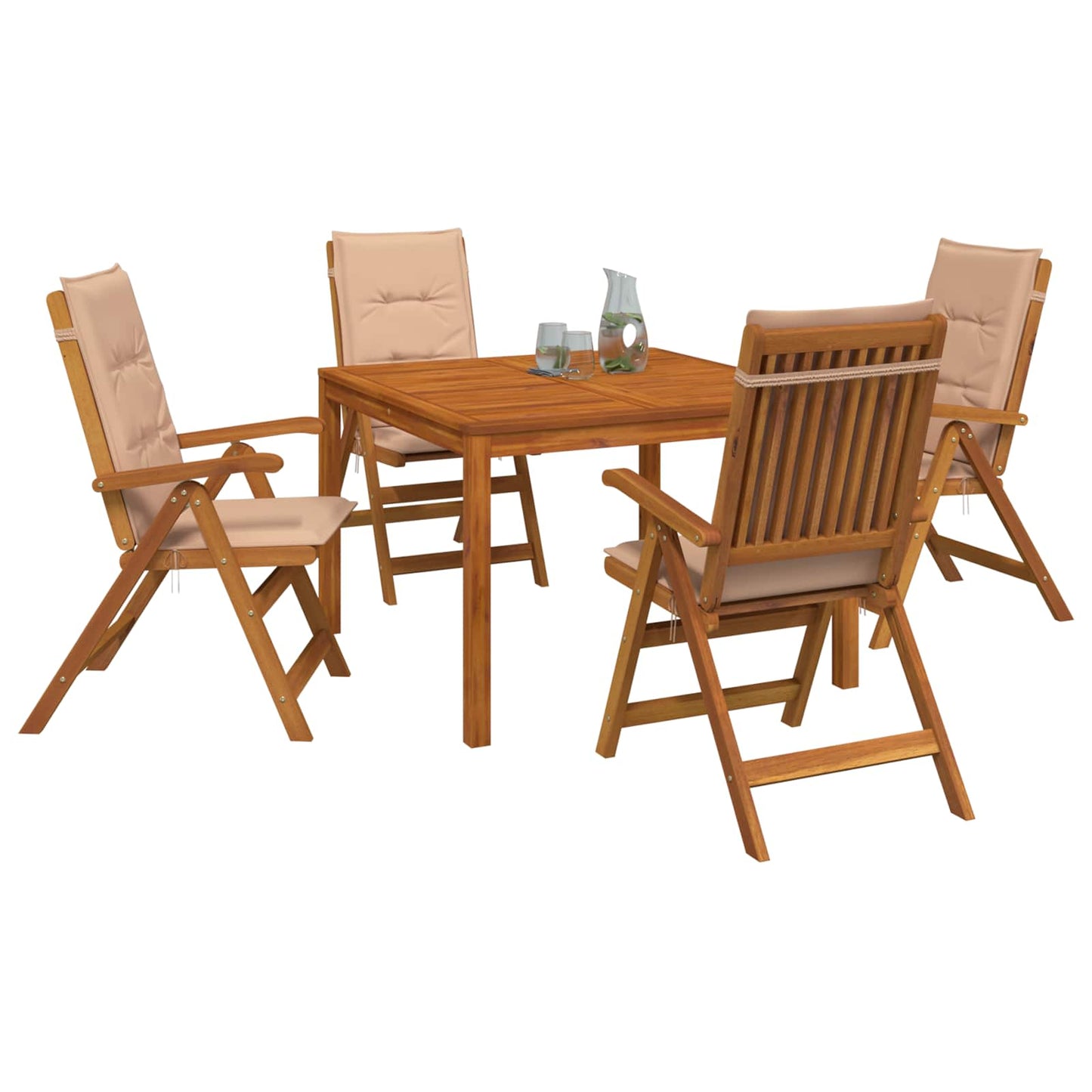 5-Piece Garden Dining Set 5 pcs Natural Solid Acacia Wood