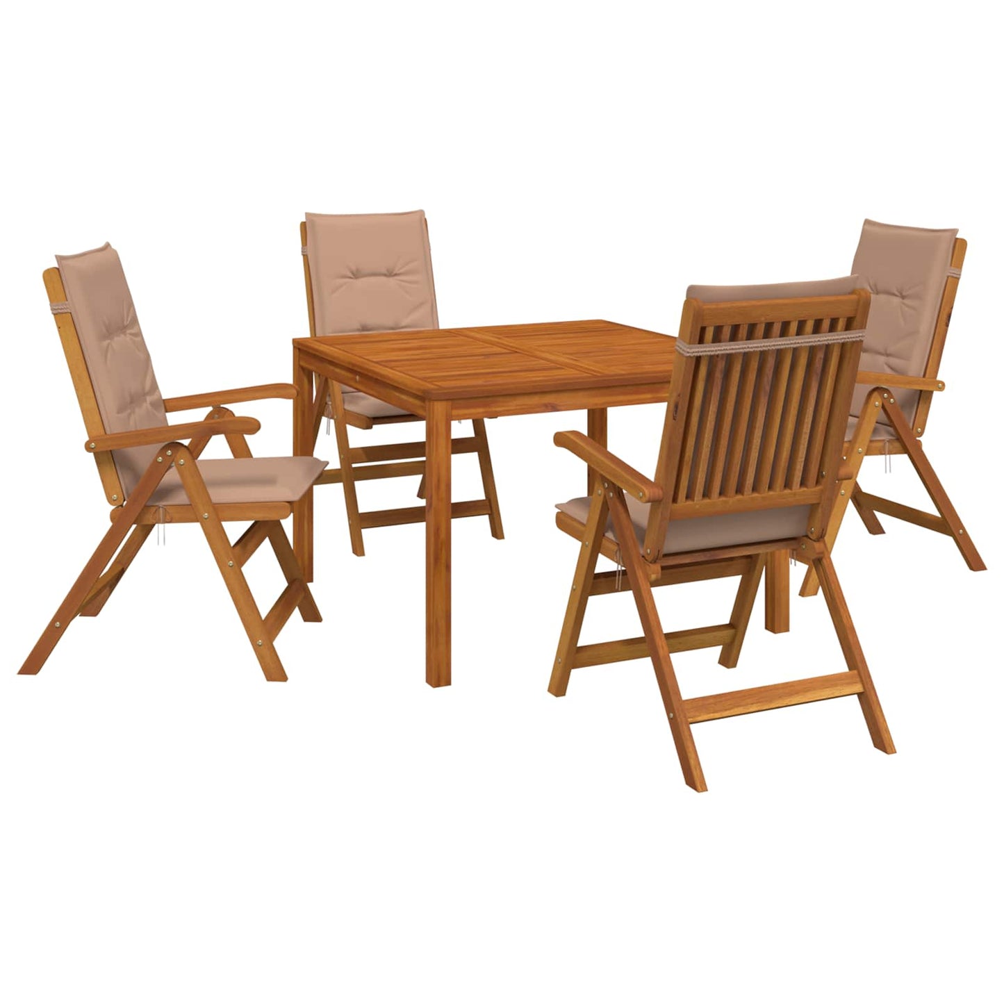 5-Piece Garden Dining Set 5 pcs Natural Solid Acacia Wood