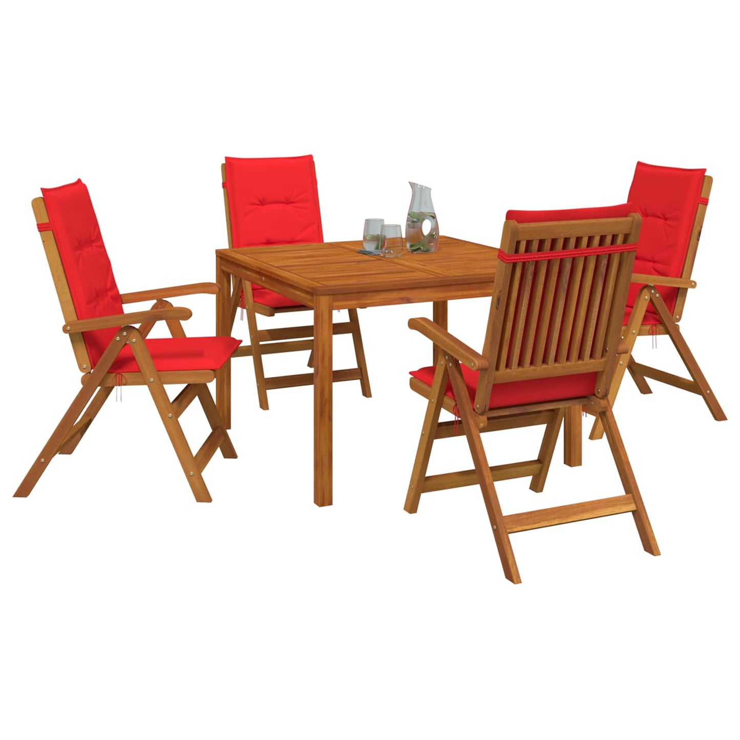 5-Piece Garden Dining Set 5 pcs Natural Solid Acacia Wood
