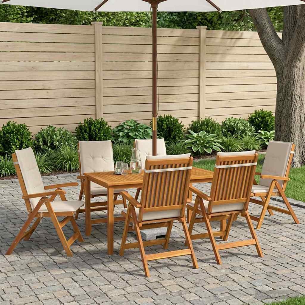 7-Piece Garden Dining Set 7 pcs Natural Solid Acacia Wood