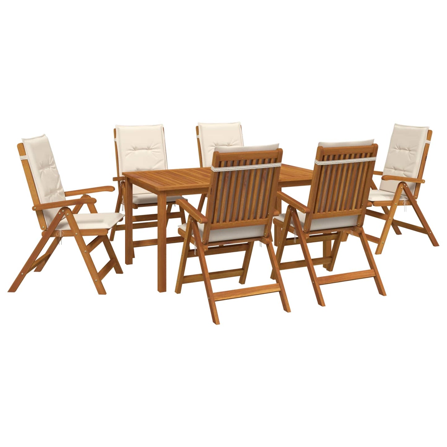 7-Piece Garden Dining Set 7 pcs Natural Solid Acacia Wood