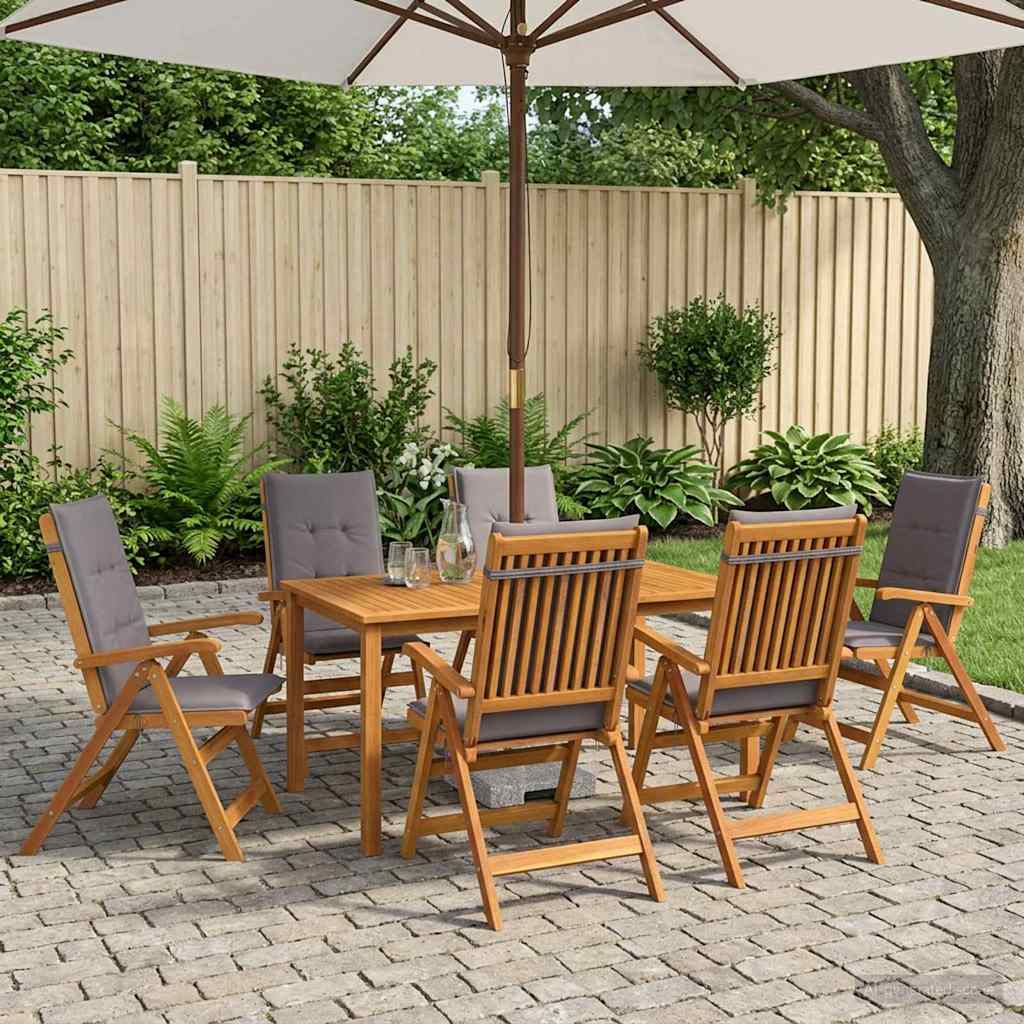 7-Piece Garden Dining Set 7 pcs Natural Solid Acacia Wood