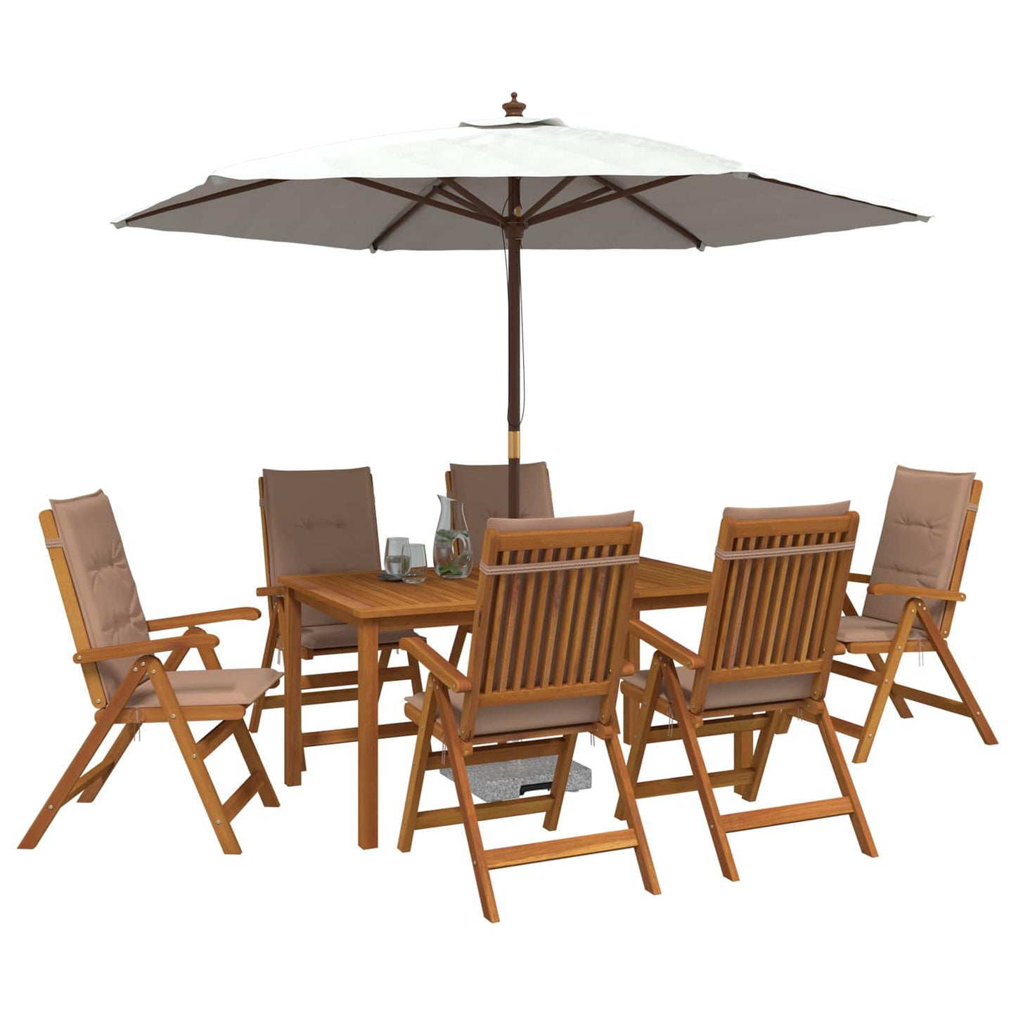 7-Piece Garden Dining Set 7 pcs Natural Solid Acacia Wood