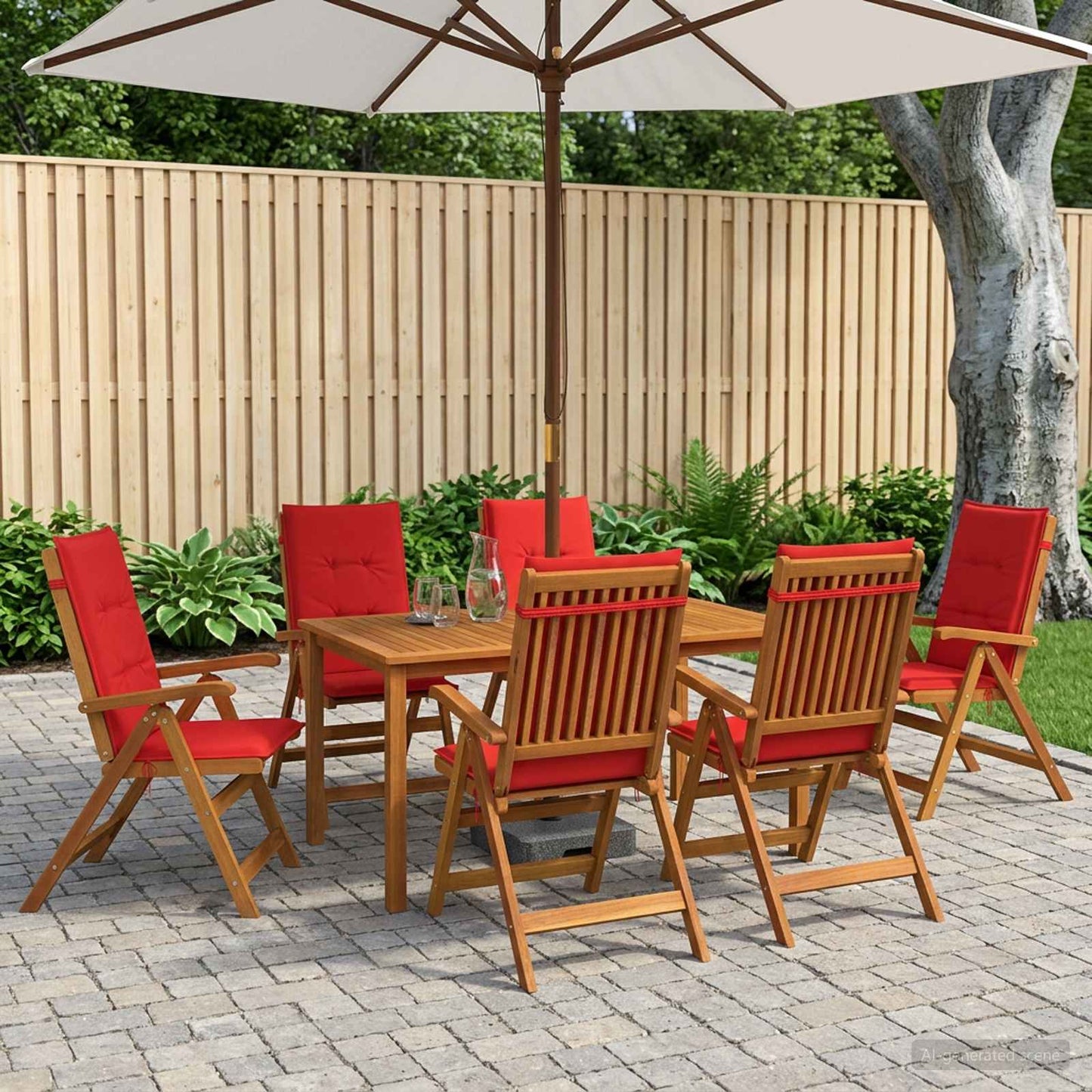 7-Piece Garden Dining Set 7 pcs Natural Solid Acacia Wood