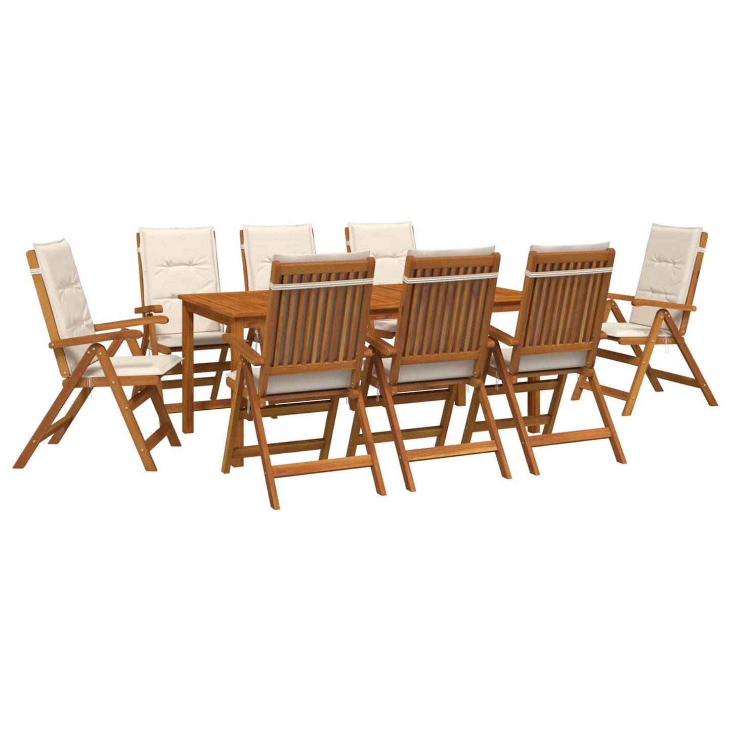 9-Piece Garden Dining Set 9 pcs Natural Solid Acacia Wood