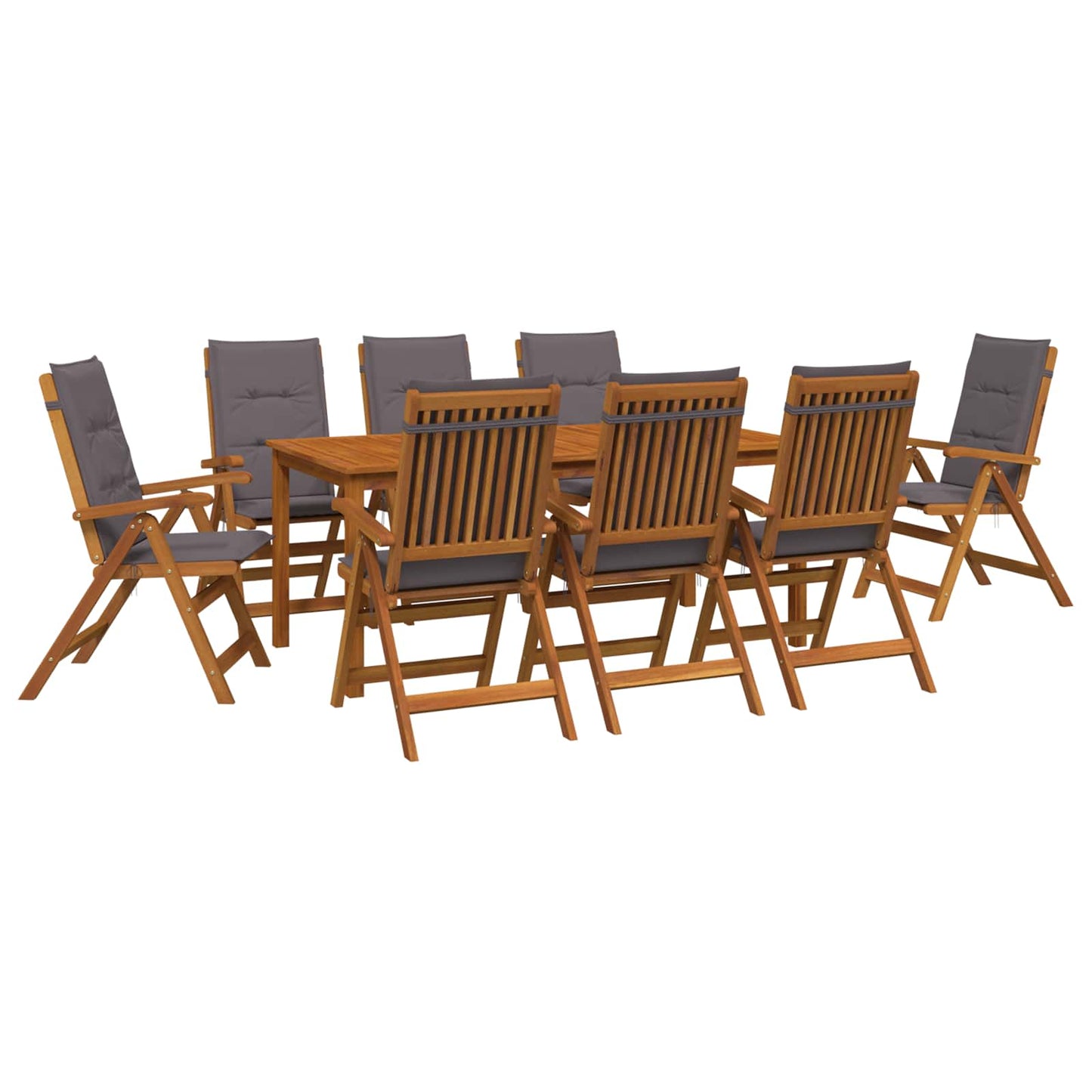 9-Piece Garden Dining Set 9 pcs Natural Solid Acacia Wood