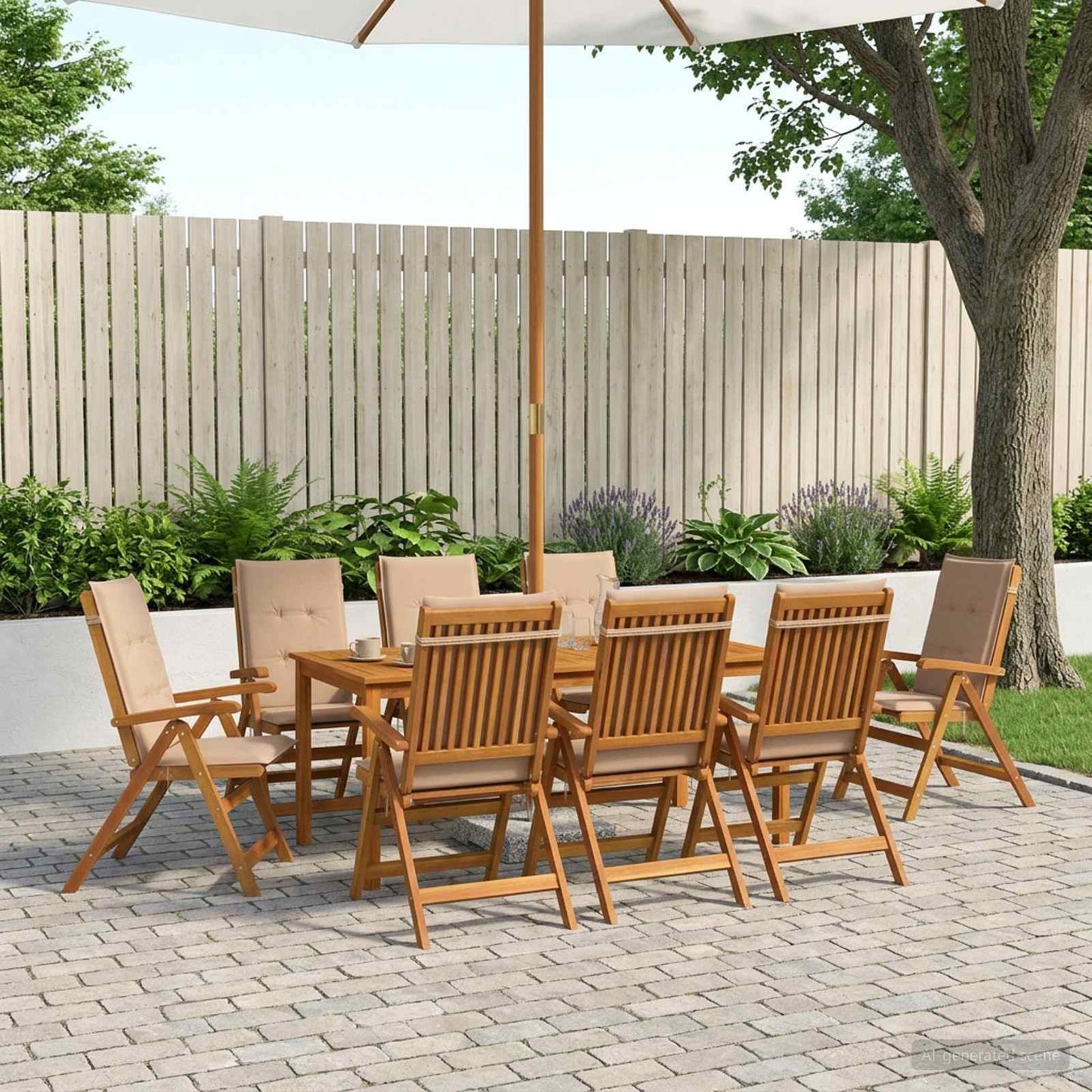 9-Piece Garden Dining Set 9 pcs Natural Solid Acacia Wood