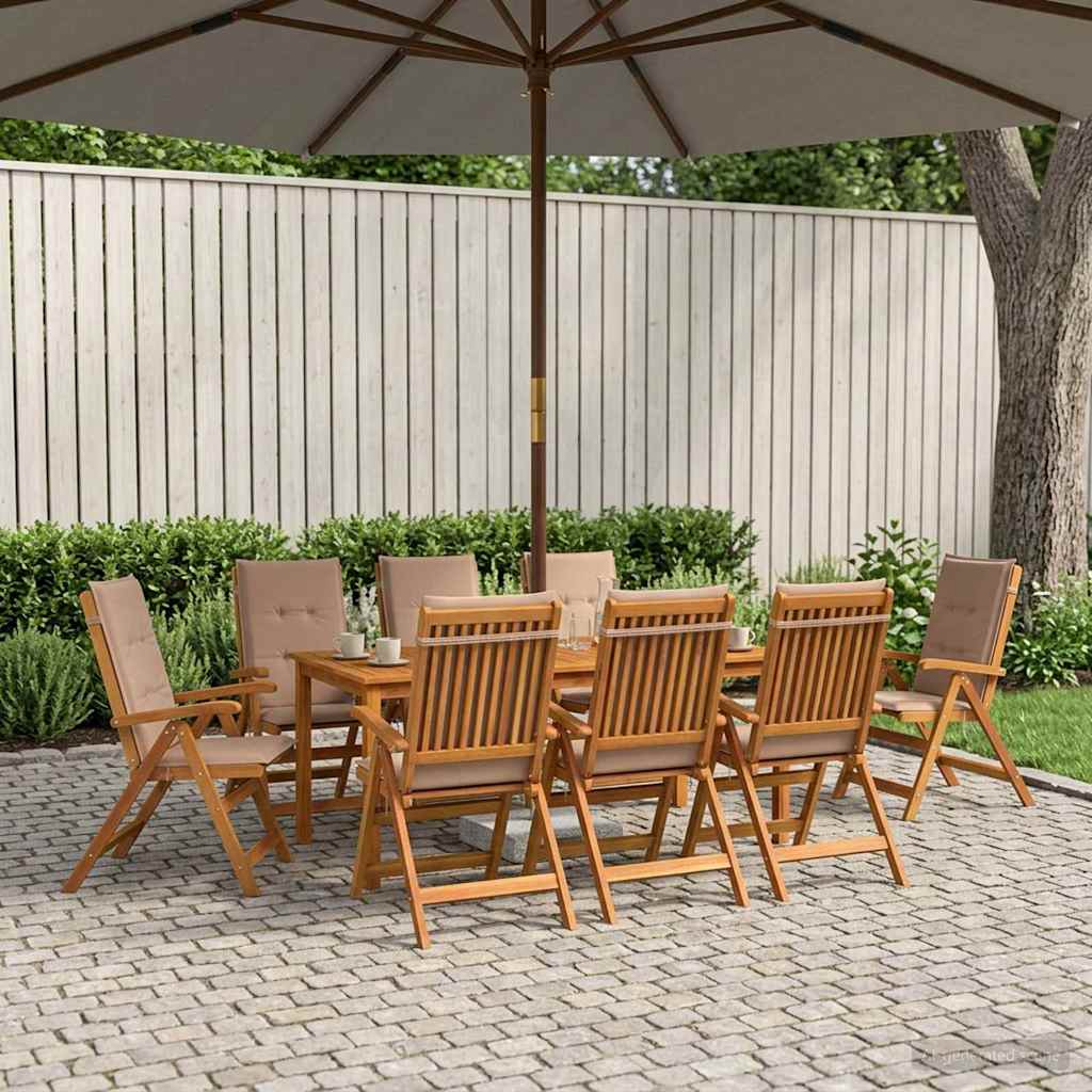 9-Piece Garden Dining Set 9 pcs Natural Solid Acacia Wood