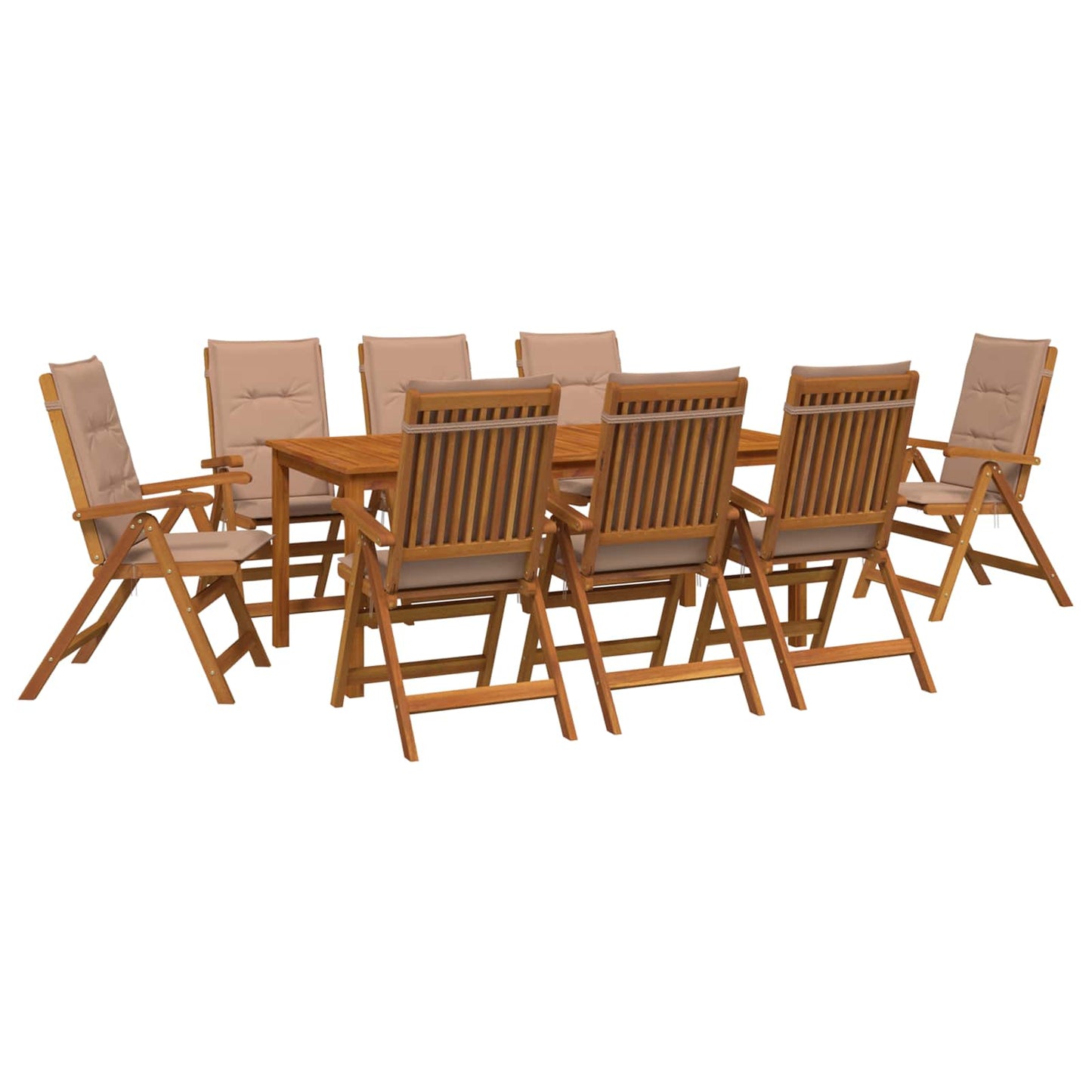 9-Piece Garden Dining Set 9 pcs Natural Solid Acacia Wood