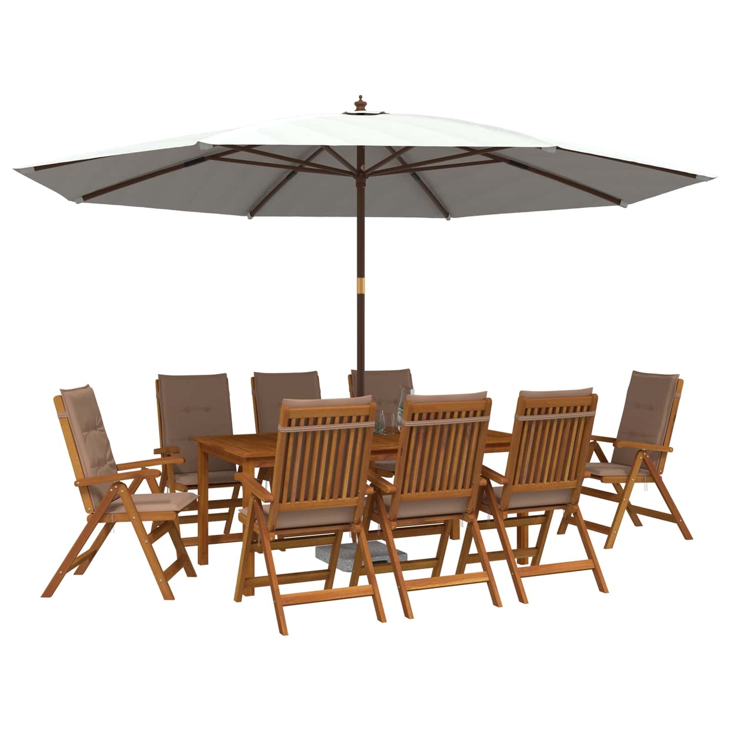 9-Piece Garden Dining Set 9 pcs Natural Solid Acacia Wood