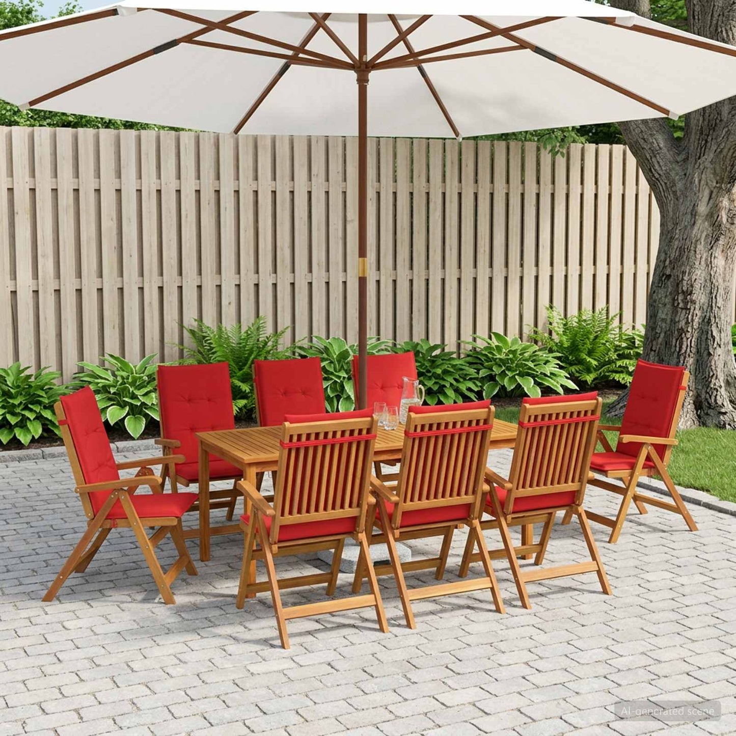 9-Piece Garden Dining Set 9 pcs Natural Solid Acacia Wood