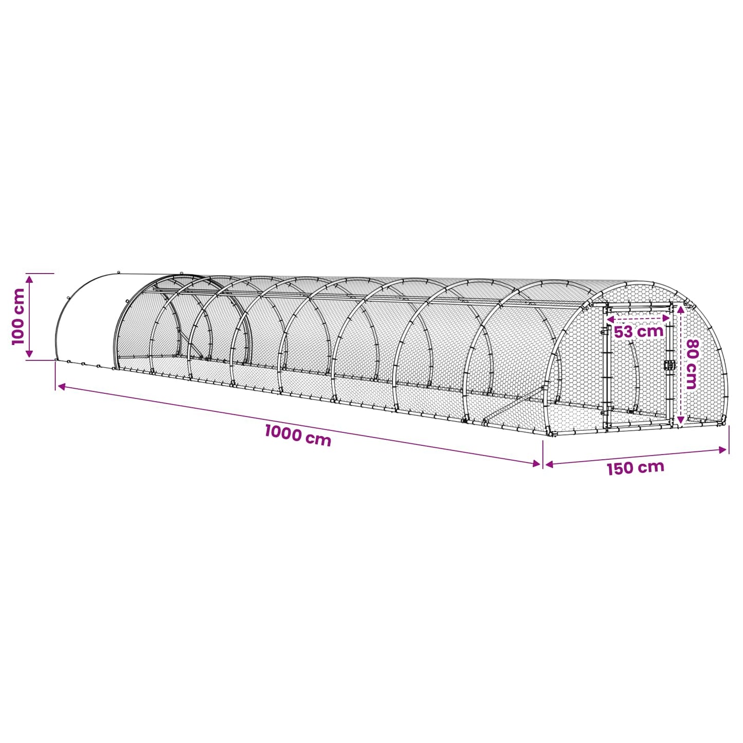 Chicken Coop Silver 1000 x 150 x 100 cm Galvanised Steel