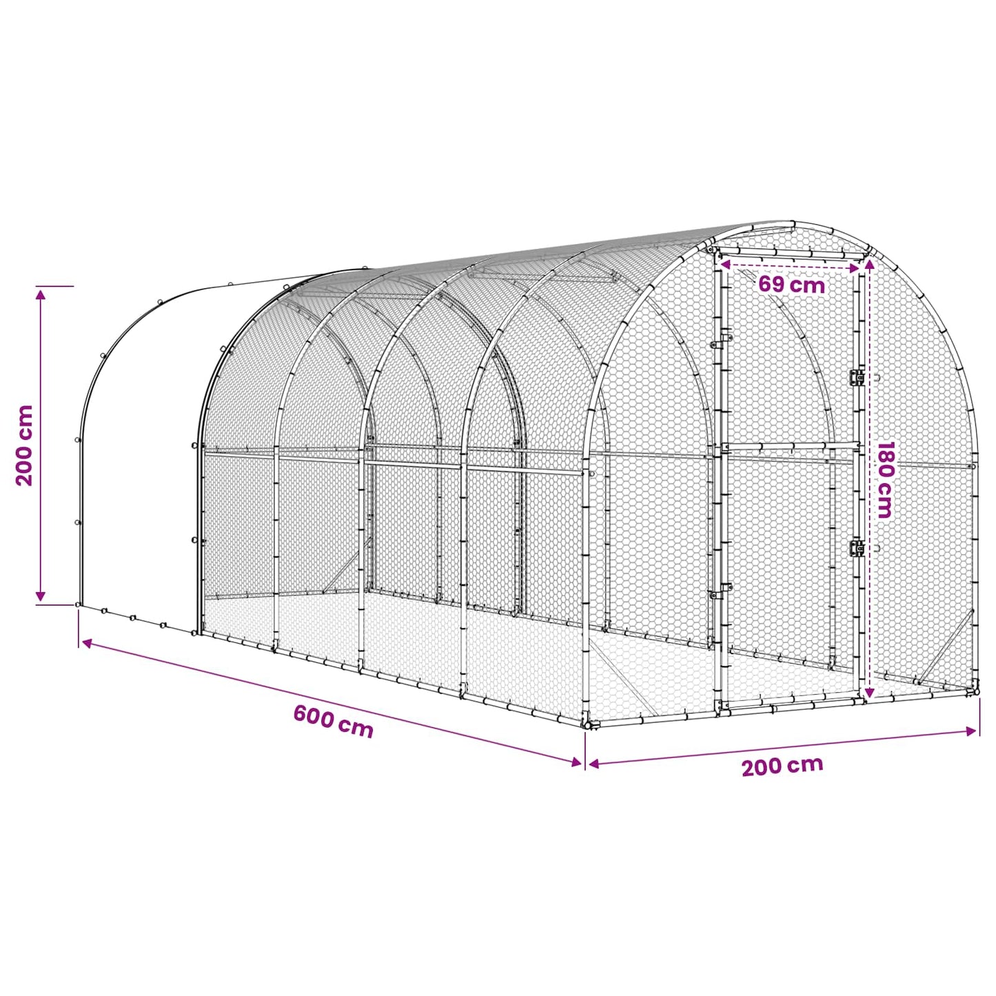 Chicken Coop Silver 600 x 200 x 200 cm Galvanised Steel