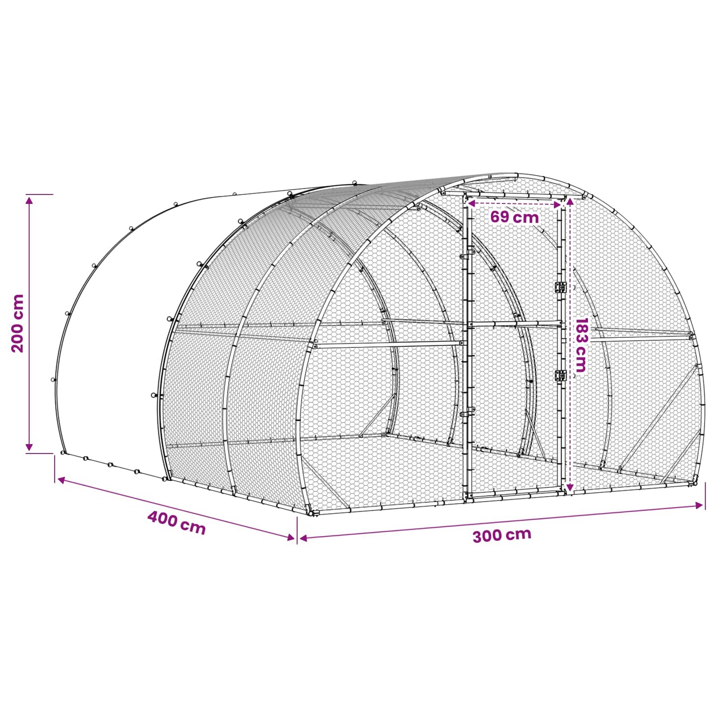 Chicken Coop Silver 400 x 300 x 200 cm Galvanised Steel