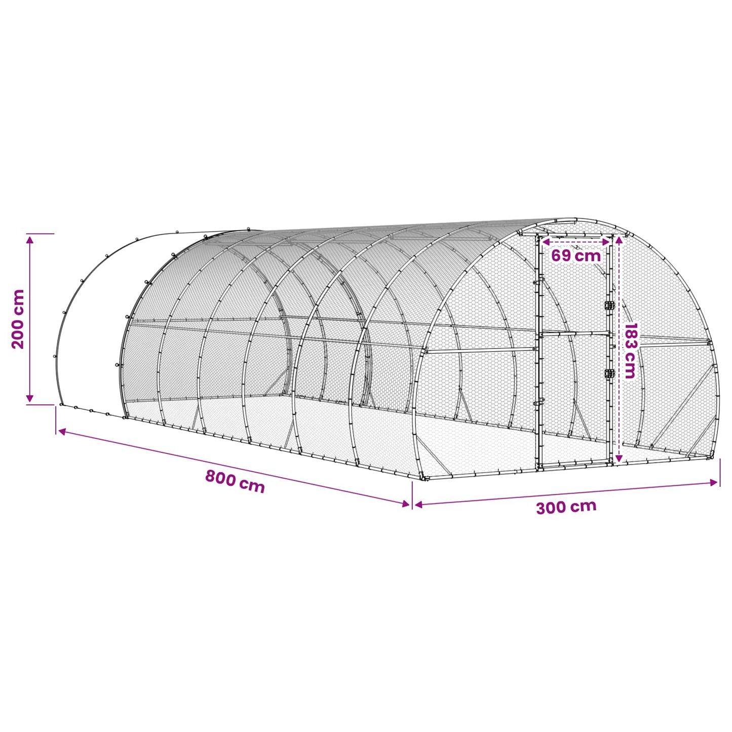 Chicken Coop Silver 800 x 300 x 200 cm Galvanised Steel