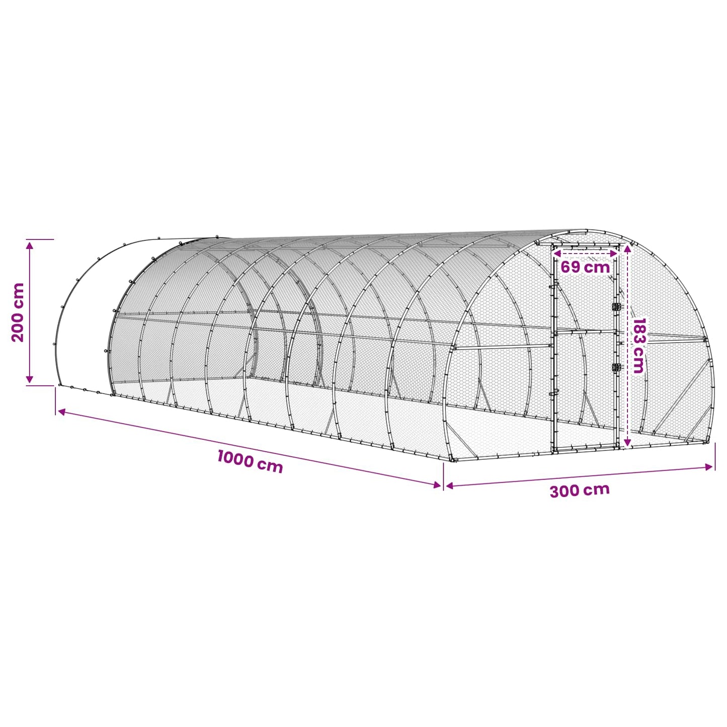 Chicken Coop Silver 1000 x 300 x 200 cm Galvanised Steel