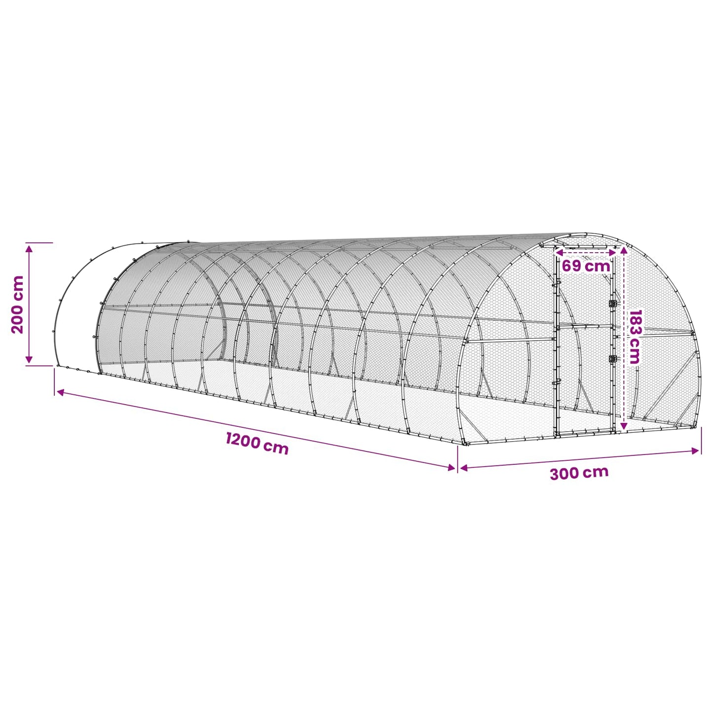 Chicken Coop Silver 1200 x 300 x 200 cm Galvanised Steel