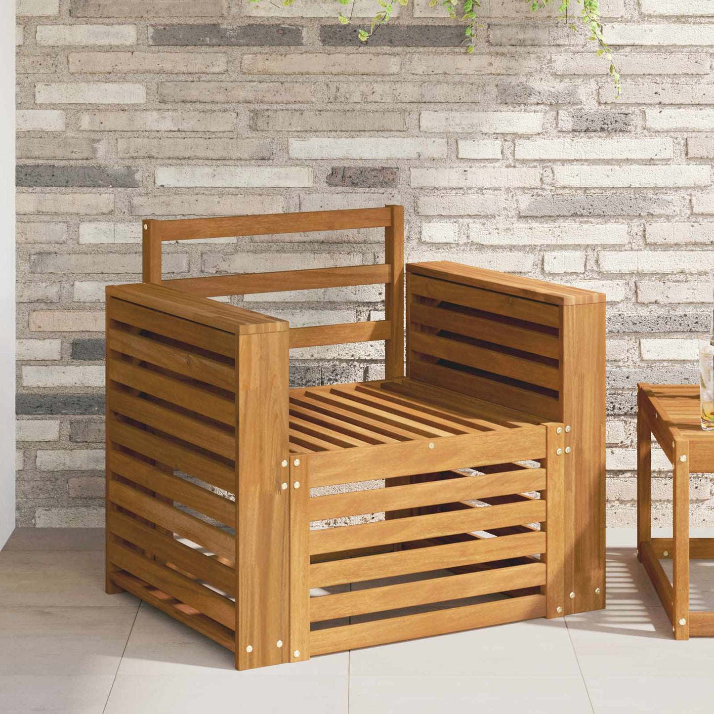 Outdoor Sofa Solid Acacia Wood Natural
