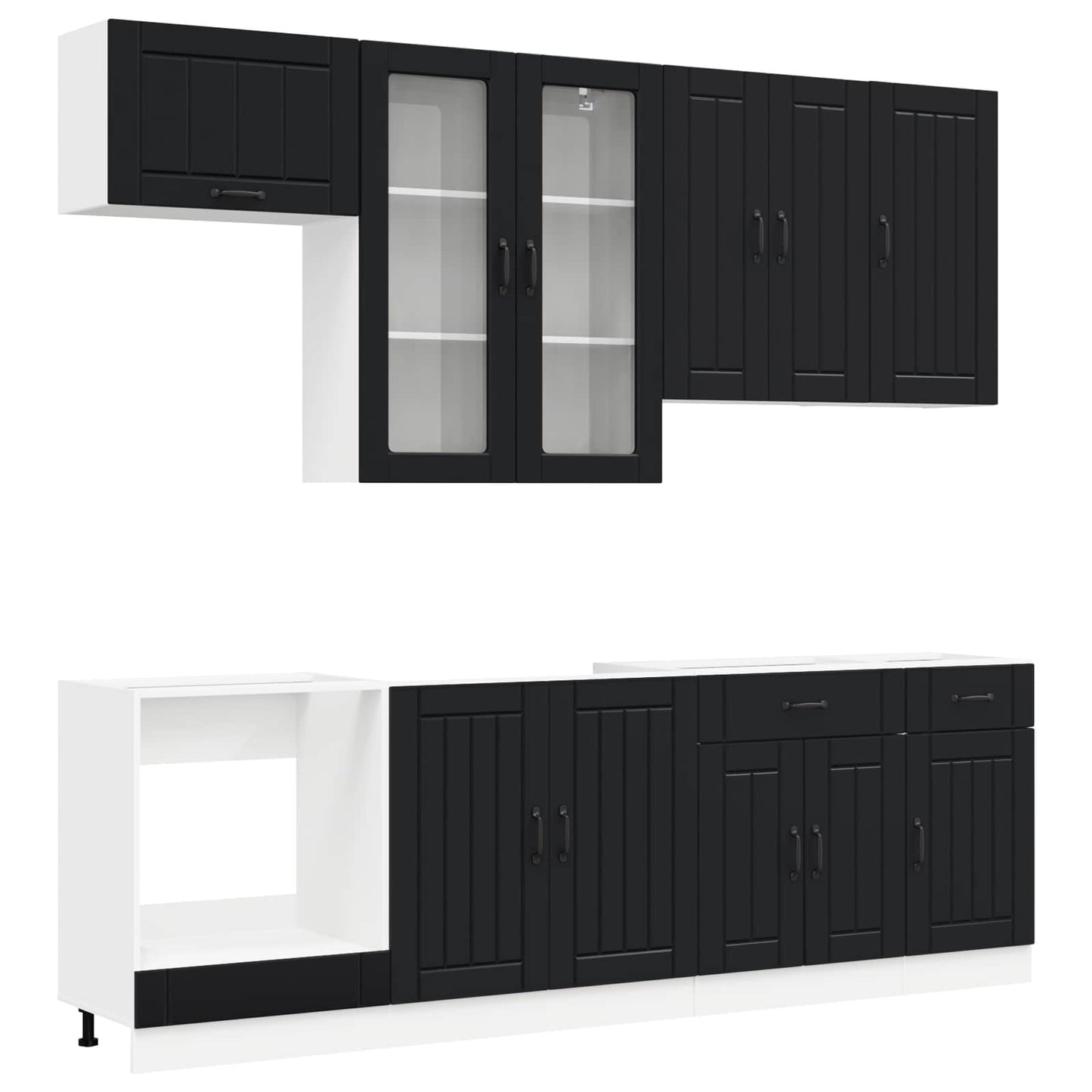 Kitchen Unit LUCCA 8 pcs Black Engineered Wood